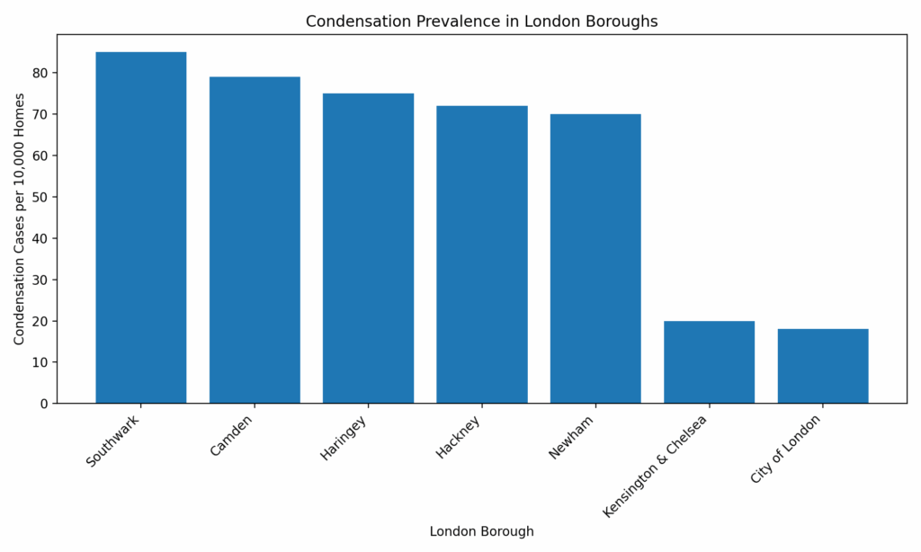 condensation statistics by London boroughs
